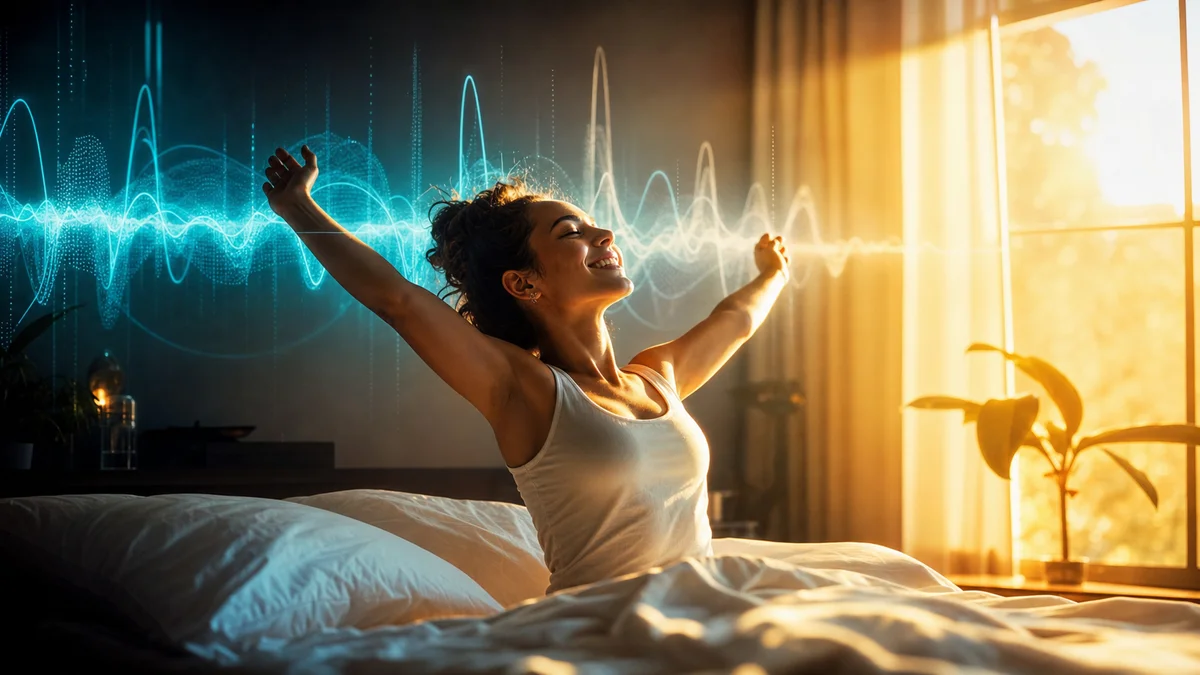 Woman waking energized in morning light