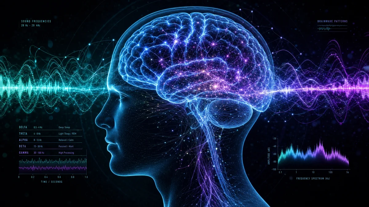 Brain with neural frequency visualization