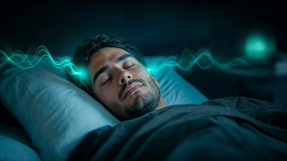 Person sleeping with neural frequency waves